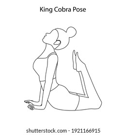 King Cobra pose yoga workout outline on the white background. Vector illustration