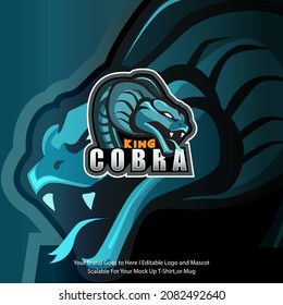 A king cobra ready to attack. With poisonous venom. Cobra snake mascot logo