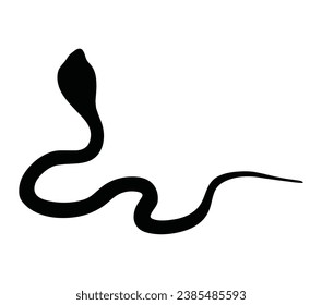 King cobra silhouette isolated black on white background vector illustration.