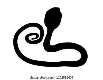 King cobra. Silhouette of the king Cobra Isolated on a white background.