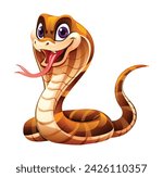 King cobra snake cartoon vector illustration isolated on white background