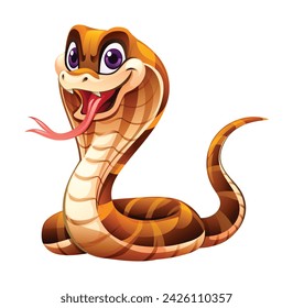 King cobra snake cartoon vector illustration isolated on white background