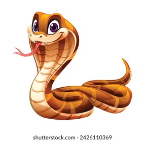 King cobra snake cartoon. Vector illustration isolated on white background