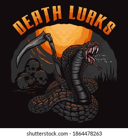 The king cobra snake deadly the killer illustration