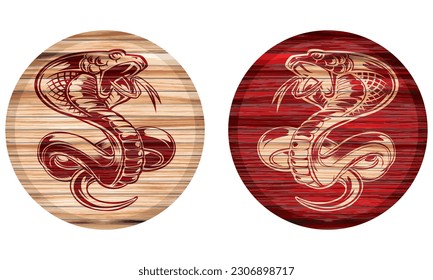 King Cobra Snake. Cobra Snake On A Wooden Board.eps