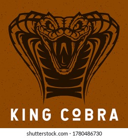 King Cobra vector illustration. Evil snake face graphic design.