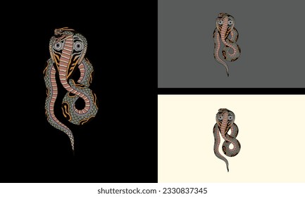 conjunto de diseño de tatuajes de ilustración de vector cobra real