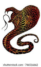 King Cobra vector snake illustration. With mouth open.