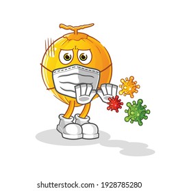 king coconut refuse viruses cartoon. cartoon mascot vector