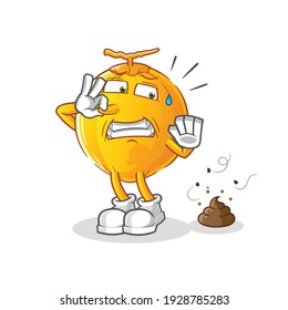 king coconut with stinky waste illustration. character vector