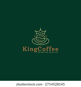 Rei café feijão logotipo design vetor ícone ilustração plana