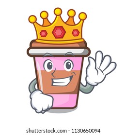 King coffee cup mascot cartoon vector illustration