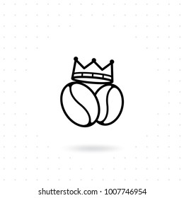 king coffee icon. king of coffee beans vector illustration. Coffee beans icon in line style design. Flat line illustration. Vector coffee beans with a crown