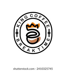 King Coffee , With Line Art style , Vector illustration. Creative Minimal Logo design template.