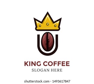 King Coffee Logo. Cafe Icon. Drink logo. Modern design. Vector illustration Template