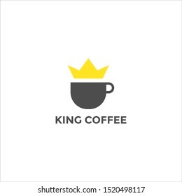 King Coffee logo design with modern concept. Icon king coffee cup vector template label