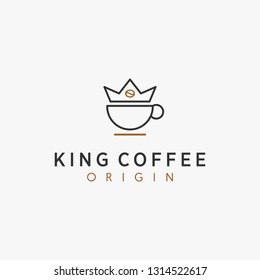 KIng Coffee Luxury, Minimalist Logo Icon - Vector