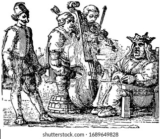 King Cole, vintage engraved illustration