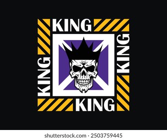 Ilustración vectorial gráfica del concepto del rey para la camiseta, diseño urbano de la ropa de calle para la sudadera con capucha del cartel de la camiseta y más, conveniente para la serigrafía