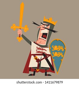 King Conqueror, With Sword In Hand, Cartoon Style