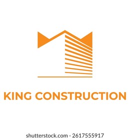 king construction flat minimalist logo design