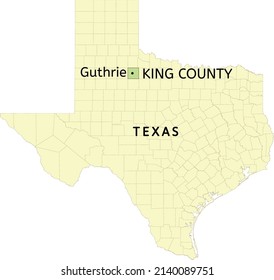 Ubicación del condado de King y el lugar de Guthrie designado por el censo en el mapa estatal de Texas