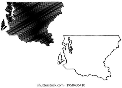 King County, State of Washington (U.S. county, United States of America) map vector illustration, scribble sketch King map
