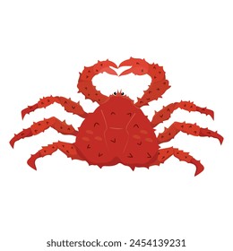 King crab cartoon isolated on a white background. Hand drawn vector illustration of Sea animal. 