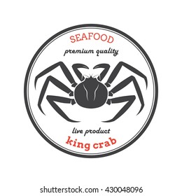 King crab silhouette. Template for restaurants, stores, food packaging. Vector illustration.