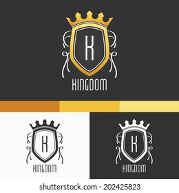 King Crest Ornament Template. Vector Elements. Brand Icon Design Illustration. EPS10