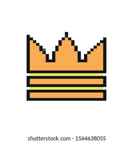 king crown 8 bits pixelated style icon vector illustration design