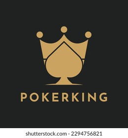 King Crown with Ace Spade for Game Card or Casino Poker Club logo design