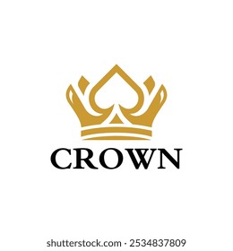 King Crown com Ace Spade para design de logotipo de cartão de jogo e moda de beleza