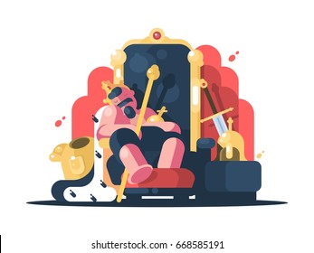 King with crown asleep