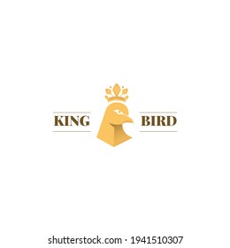 King crown with bird head symbol, logo with head of bird and crown icon concept 