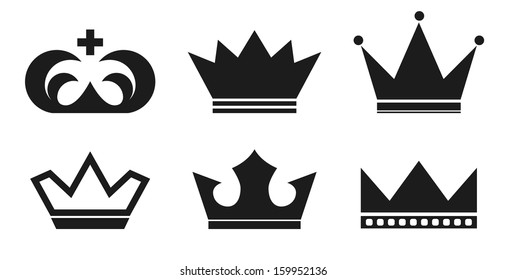 king crown black icon set