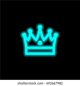 King Crown blue glowing neon ui ux icon. Glowing sign logo vector