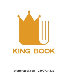 king crown book flat minimalist logo design