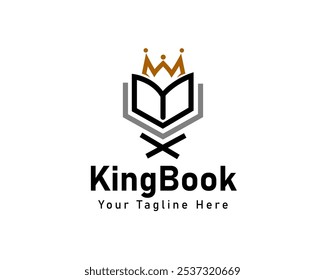 king crown book line art logo design template illustration inspiration