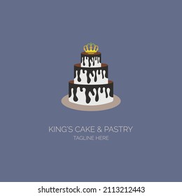 King crown cake logo design template for brand or company and other
