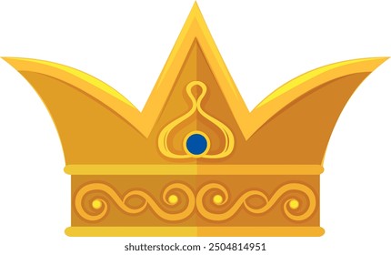 Icono de dibujos animados de la corona del rey. Piedra preciosa real dorada