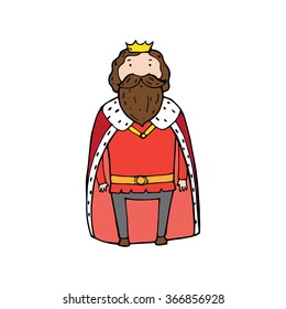 King with a crown in cartoon style. Vector illustration