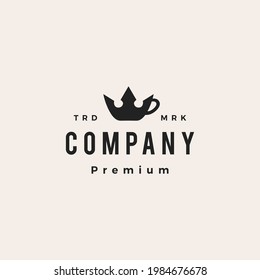 king crown coffee hipster vintage logo vector icon illustration