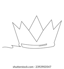 King crown Continuous one line vector art drawing and illustration
