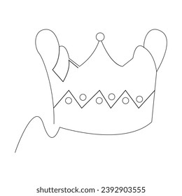 King crown Continuous one line vector art drawing and illustration
