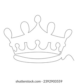 King crown Continuous one line vector art drawing and illustration
