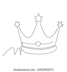 King crown Continuous one line vector art drawing and illustration
