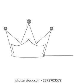 King crown Continuous one line vector art drawing and illustration
