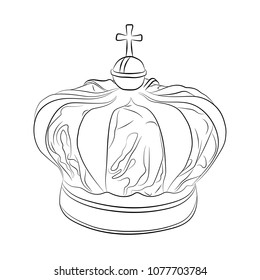the king crown contour drawing in pencil