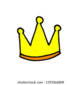 The king crown doodle style icon. Vector hand drawn cartoon illustration